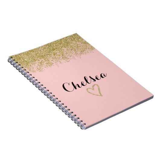 Roos Roze en goudglitter Cascade Multomap Notitieboek (Rechterzijde)