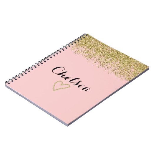 Roos Roze en goudglitter Cascade Multomap Notitieboek (Linkerzijde)