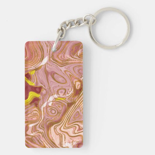 Roos Roze en goudmarmer Sleutelhanger (achterkant)