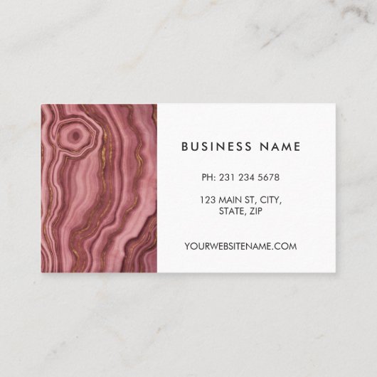 Roos Roze en goudmarmer Visitekaartje (Achterkant)