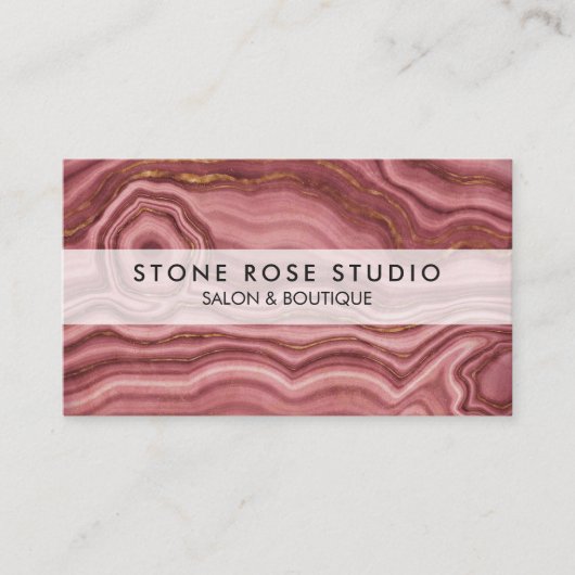 Roos Roze en goudmarmer Visitekaartje (Voorkant)