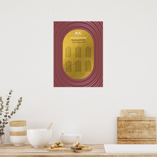 Roos roze en goudvormig baardzingstempelkaart poster (Keuken)