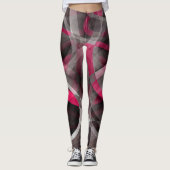 Roos roze en grijs Funky Pattern Leggings (Voorkant)