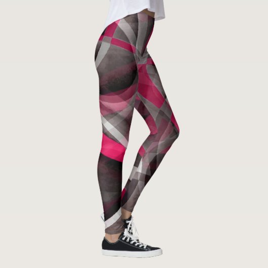 Roos roze en grijs Funky Pattern Leggings (Rechts)