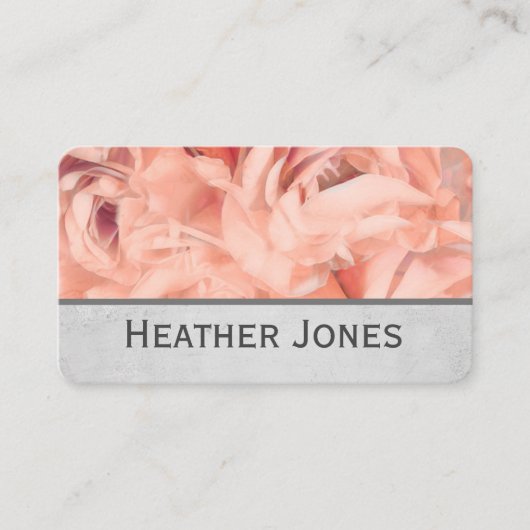  roos roze en grijze florale petals visitekaartje (Voorkant)