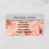  roos roze en grijze florale petals visitekaartje (Achterkant)