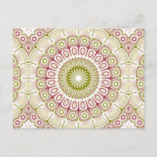 Roos roze en olijfgroene Mandala Medallion Briefkaart