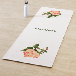 Roos roze en perzik waterverf botanisch yogamat