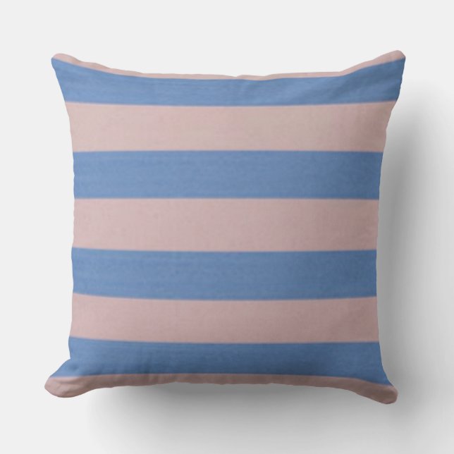 Roos Roze en Serenity Baby Blue Stripes Buitenkussen (Voorkant)