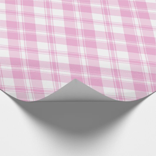 Roos Roze en Wit Check Wrapping Paper Roll Cadeaupapier (Hoek)