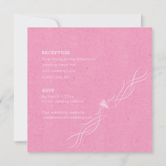 Roos Roze en Wit Minimalistische Bruiloft Kaart (Achterkant)