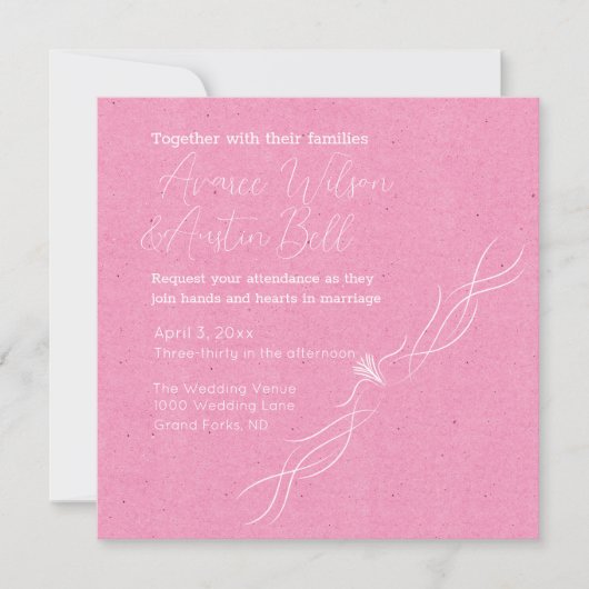 Roos Roze en Wit Minimalistische Bruiloft Kaart (Voorkant)