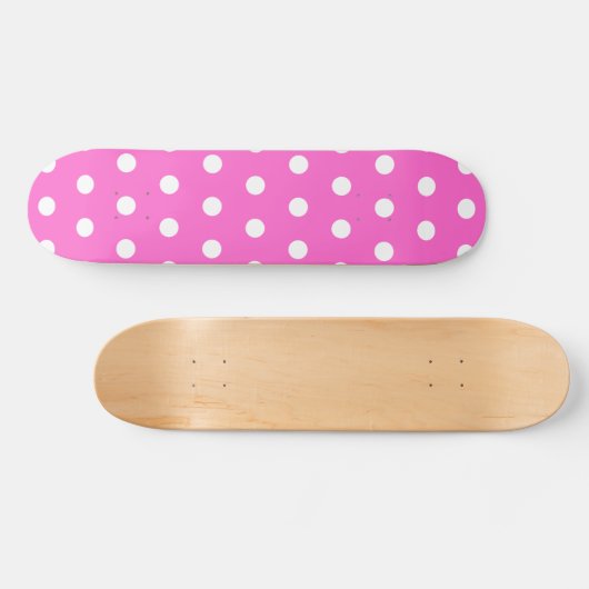 Roos roze en witte poka dot skateboard (Horizontaal)