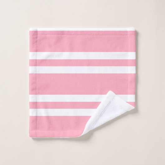 Roos Roze en witte strepen Bad Handdoek (Wasdoekje)