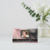 Roos Roze en Zwart Dark Fluid Ink QR en Foto Visitekaartje (Staand voorkant)