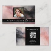 Roos Roze en Zwart Dark Fluid Ink QR en Foto Visitekaartje (Voorkant / Achterkant)