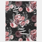  Roos Roze en Zwart patroon Fleece Deken (Voorkant)