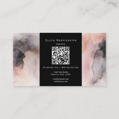 Roos Roze en Zwart Zachte Waterverf QR en Foto Visitekaartje (Achterkant)