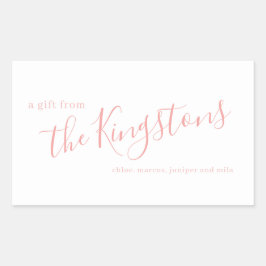 Roos Roze Familienaam Script Rechthoekige Sticker