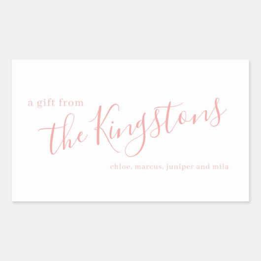 Roos Roze Familienaam Script Rechthoekige Sticker (Voorkant)