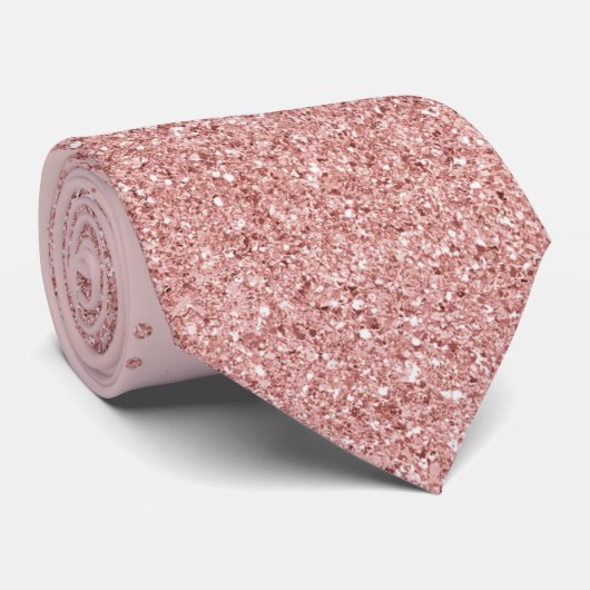 Roos Roze Faux Glitter Sparkles Wedding Stropdas (Opgerold)