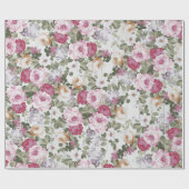  roos roze floraal roestwit houtpatroon cadeaupapier (Vlak)