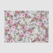  roos roze floraal roestwit houtpatroon tissuepapier (Voorkant)