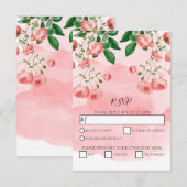  Roos Roze Floral Botanisch Bind RSVP Kaartje (Voorkant / Achterkant)