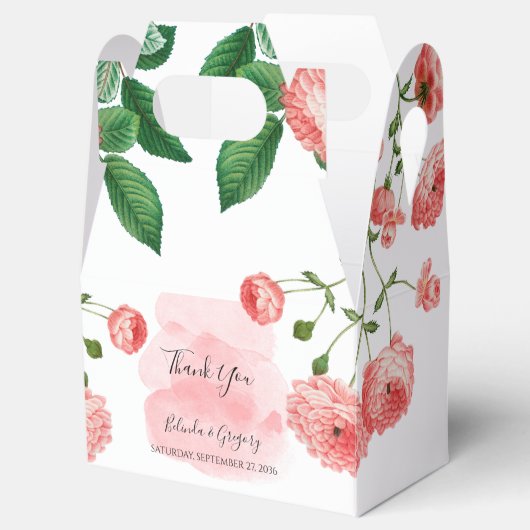  Roos Roze Floral Botanische bruiloft Bedankdoosjes (Geopend)