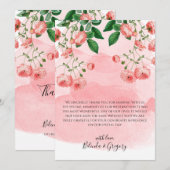  Roos Roze Floral Botanische bruiloft Bedankkaart (Voorkant / Achterkant)