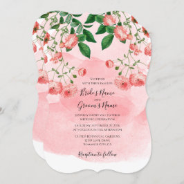  Roos Roze Floral Botanische bruiloft Kaart