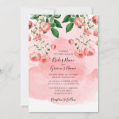  Roos Roze Floral Botanische bruiloft Kaart (Voorkant)