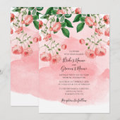  Roos Roze Floral Botanische bruiloft Kaart (Voorkant / Achterkant)