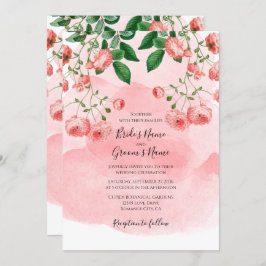  Roos Roze Floral Botanische bruiloft Kaart