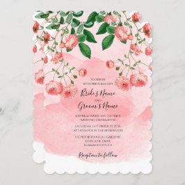  Roos Roze Floral Botanische bruiloft Kaart