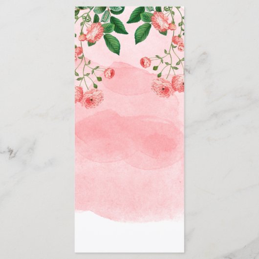  Roos Roze Floral Botanische bruiloft Menu (Achterkant)