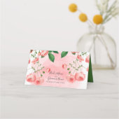  Roos Roze Floral Botanische bruiloft Plaatskaartje (Achterkant)