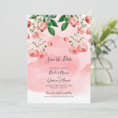 Roos Roze Floral Botanische bruiloft Save The Date (Staand voorkant)