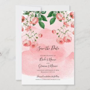 Roos Roze Floral Botanische bruiloft Save The Date