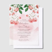  Roos Roze Floral Botanische bruiloft Vellum Uitnodigingen (Offset)