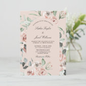 Roos Roze Floral Greenery Eucalyptus Weddenschap Kaart (Staand voorkant)