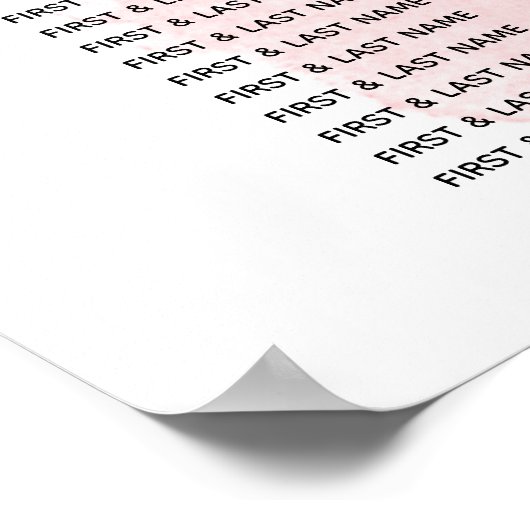 Roos Roze Floral Wedding Seating Chart Poster (Hoek)