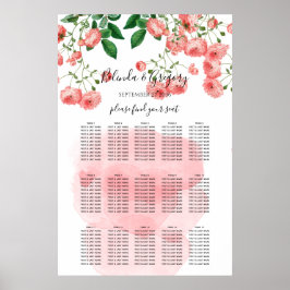  Roos Roze Floral Wedding Seating Chart Poster