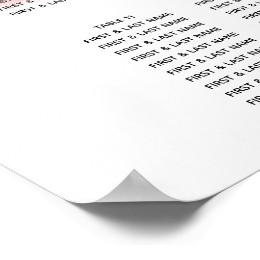  Roos Roze Floral Wedding Seating Chart Poster (Hoek)