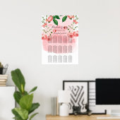  Roos Roze Floral Wedding Seating Chart Poster (Thuiskantoor)