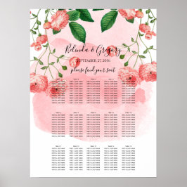  Roos Roze Floral Wedding Seating Chart Poster