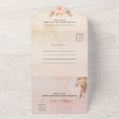 Roos roze floralen RSVP All In One Uitnodiging (Buitenkant)