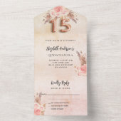 Roos roze floralen RSVP All In One Uitnodiging (Binnen)