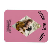 Roos Roze Foto Bruiloft Save the Date Magneet (Horizontaal)