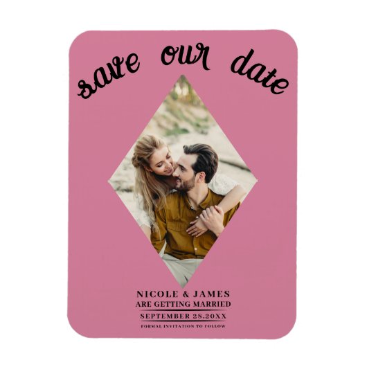 Roos Roze Foto Bruiloft Save the Date Magneet (Verticaal)